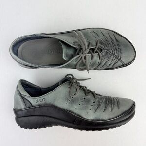 Naot Gray and Black Leather Kumara Yoga Comfort Flats 39 US 8-8.5